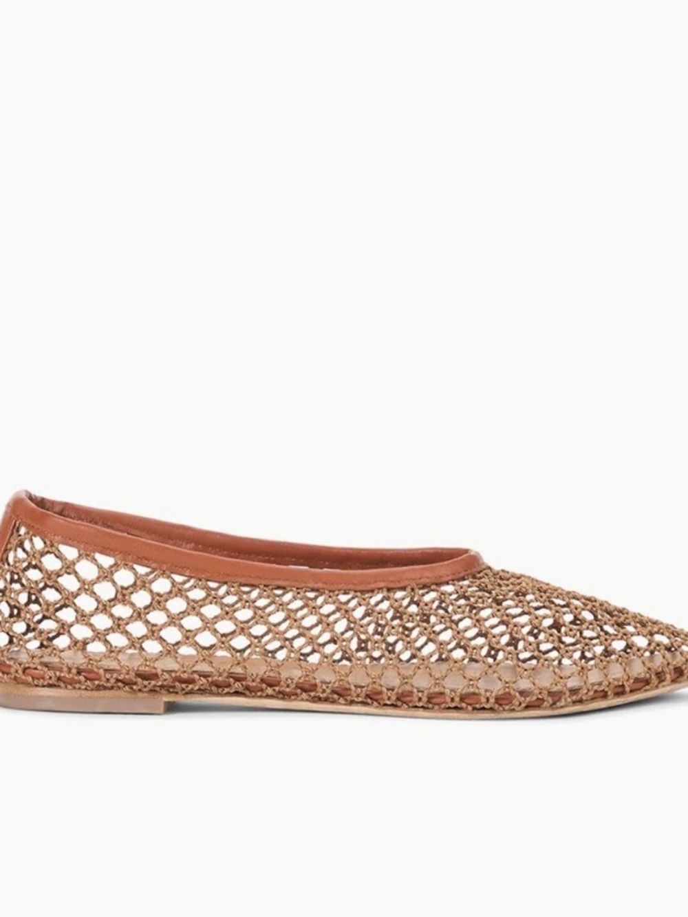 STAUD Alba Ballet Flat Tan Netting